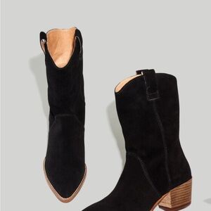 Madewell Cassidy Black Suede Cowboy Boot